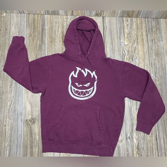 VINTAGE 90’s Spitfire Hoodie Mens Small Maroon Flameboy skateboarding Grunge - Picture 1 of 9